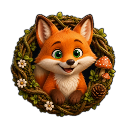 Fox in a woodland wreath