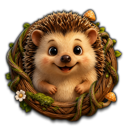 Hedgehog in a woodland wreath