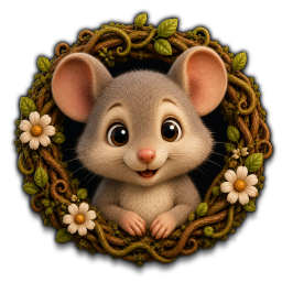 Mouse in a woodland wreath