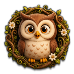 Owl in a woodland wreath
